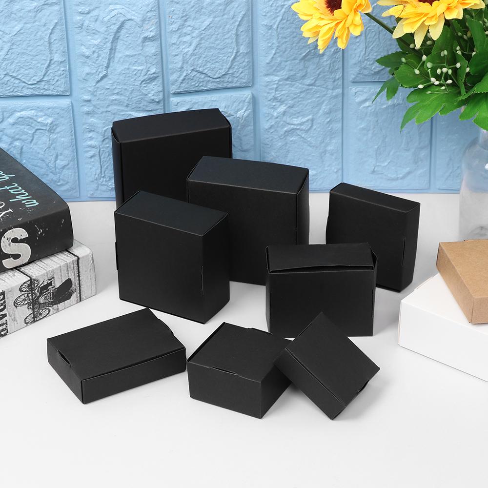10Pcs Kraft Paper Box Cardboard Package Box Handmade Candy Box Jewelry Storage Box Gift Box Wedding Event Party Supplies Brown