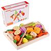 CARLORBO Wooden Pretend Play Toy, Fresh Vegetables & Fruits, Magnetic Food Set for Girls and Boys, Easy-to-Cut Wooden Toy