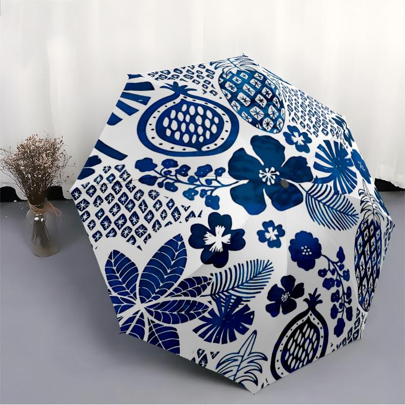 1pc Pineapple Floral Automatic Open/Close Umbrella with One Touch Button,, Windproof Design   Lightweight Portable Umbrella for Women & Men6133
