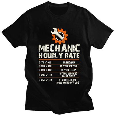 Custom Mens Funny Engineer Mechanic Hourly Labor Rates T Shirts ShortSleeve Cotton Tshirts Classic Tshirt Casual Tee Clothes