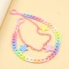 Long Double Layer Heart Waist Chain Acrylic Harajuku Star Belt Chain Rainbow Y2K Cross Pants Chain Jeans Decor