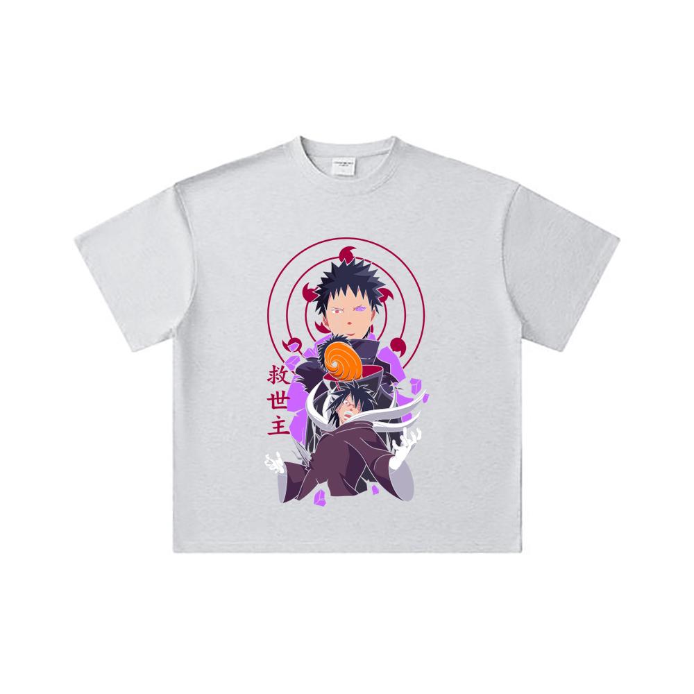 260 GSM Double Yarn 32 Count 100% Cotton Naruto V14 Obito Print Unisex Heavy Cotton T Shirt