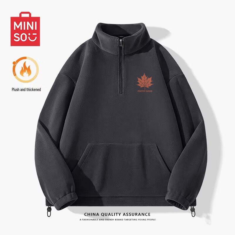 

MINISO Men s Half-Zip Warm Fleece Hoodie XL