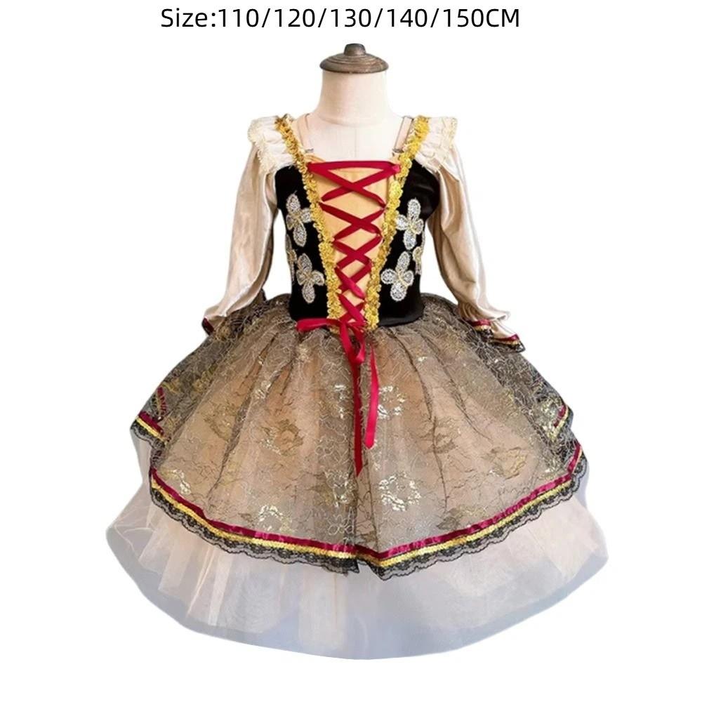 Puffy Swan Lake Ballet Dress Sequin Lace Kids Ballet Dress Fashion Ballet Tutu Skirt  Children
