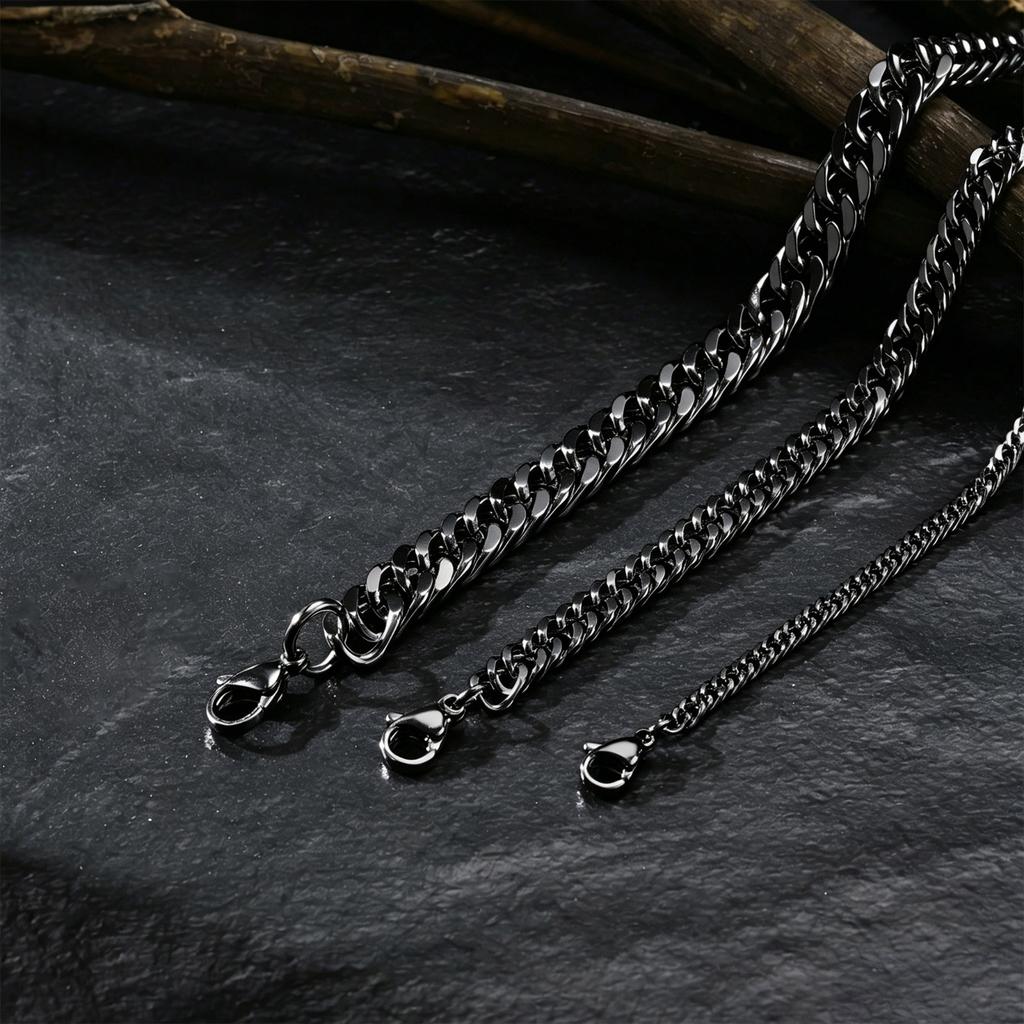 Vintage Chain Necklace for Men Boys,3/5/7mm Stainless Steel Miami Curb Cuban Link Collars,Rock Punk Jewelry Gifts