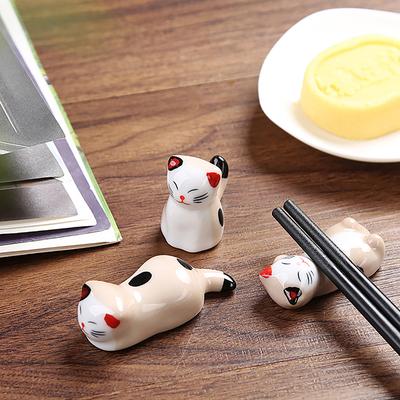 Ceramic Kitten Chopstick Rest Cat Chopsticks Forks Spoon Holder Dinner Spoon Stand Home Decoration Ornament Housewarming Gift