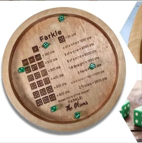 For Farkle Dice Tray Wooden Dice Trays Hexagon Dice Rolling Tray Felt Dice Holder for Dice Games Like RPG Other Table Games