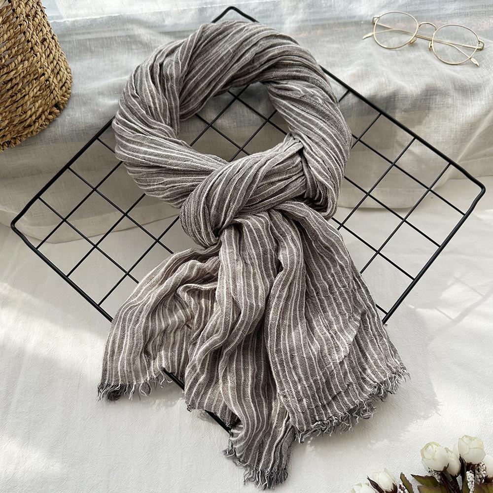 

Cotton Linen Fashion Men Scarf Autumn Winter Men s Striped Scarves Warm Neckerchief Male Accessories Shawl Wrap Bufanda