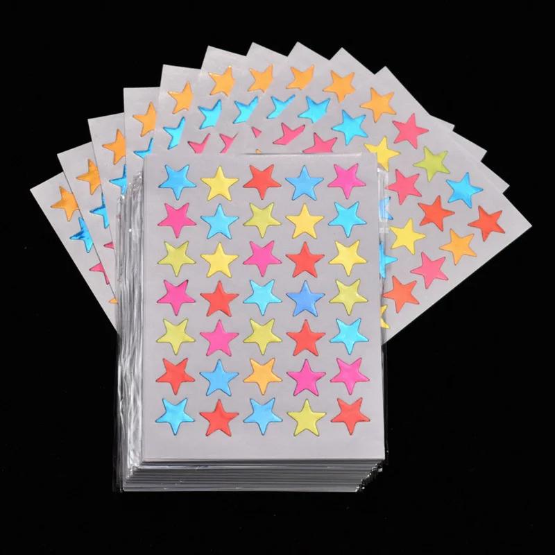 10 Sheets/pack Different Colors Stars Stickers Gold-Plated Glitter Sticker Mother Teacher Praise Label Stickers Journal