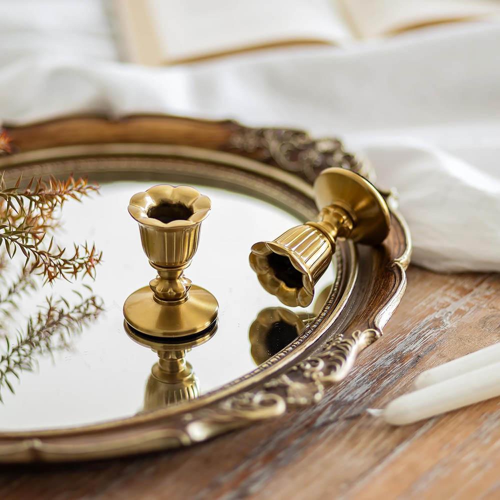 Vintage Candlestick Candle Holders Brass,Taper Gold Candle Stick Victorian Style for Wedding Reception Christmas Decoration