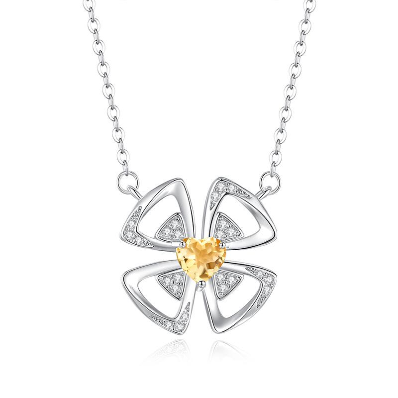 925 Sterling Silber Windmühlen Kleeblatt Halskette, Natürlicher Amethyst Kristall Anhänger, Süßer Trendiger Schmuck Geschenk für Damen Mädchen