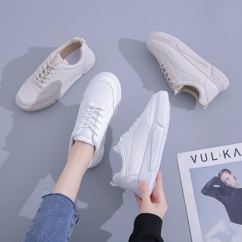 Kleine witte schoenen dames herfst nieuwe damesschoenen ulzzng vetersluiting voor platte zool dames board schoenen
