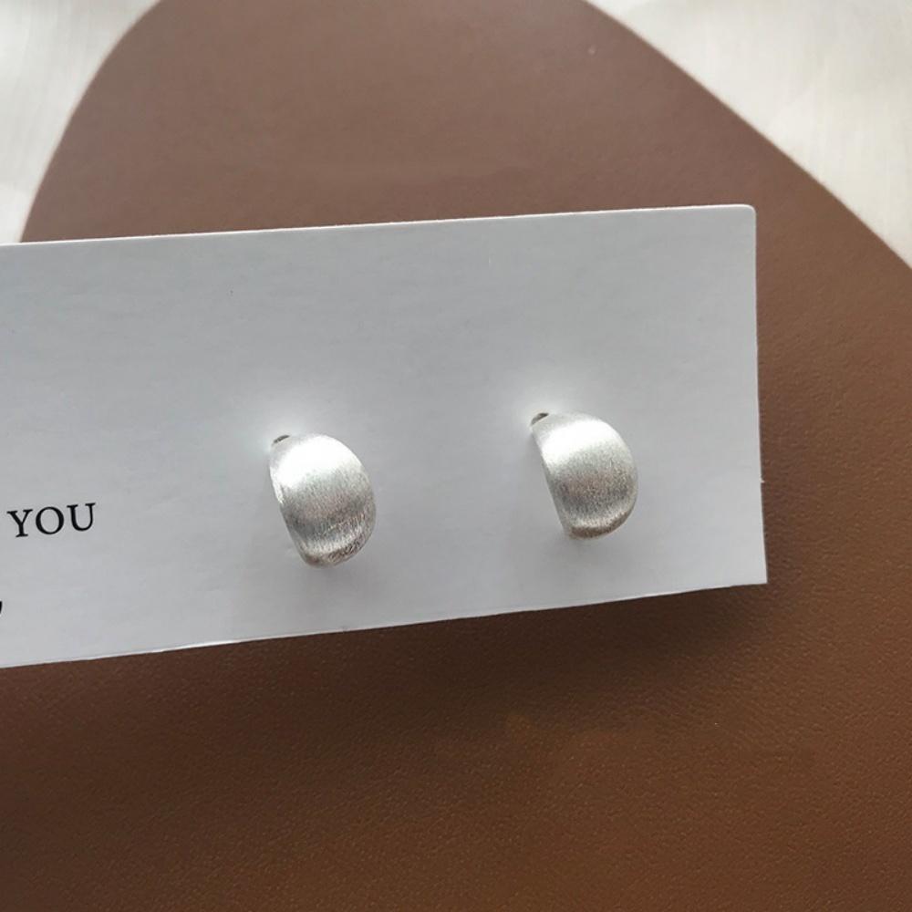 Real 925 Sterling Silver Brushed Curved Surface Mini Hoop Earrings For Women Party Classic Fine Jewelry Small Niche Accessories