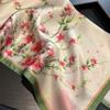 Luxury 100% Real Silk Scarf Women Floral Print Bandana Shawl Lady Neckerchief Handkerchief Female Neck Bag Decorative Wrap 53cm
