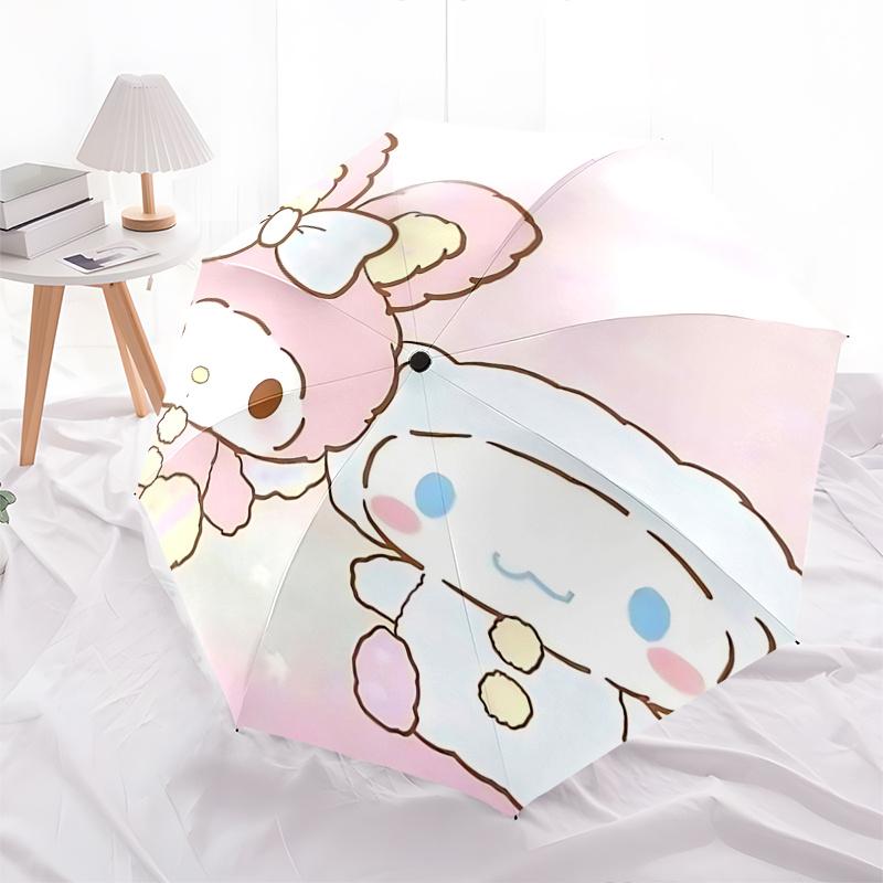 1pc My Melody & Cinnamoroll Automatic Folding Umbrella - Portable 3-Fold Design with Iron Frame for Outdoor Use, Perfect Gift for Fans, Travelers, and