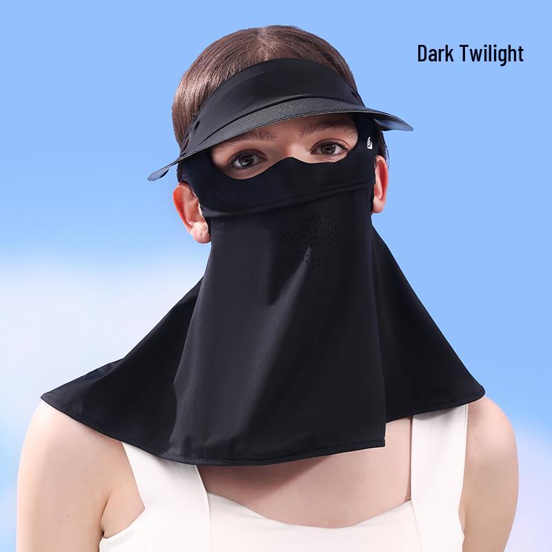 

Женская летняя маска для лица и шеи из ледяного шелка с защитой от УФ-лучей, с черным козырьком и защитой уголков глаз One Size