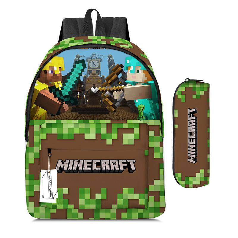 ROBLOX Backpack Elementary and Secondary School Bag Children's Backpack Anime Cartoon Backpack Lunch Bag Pencil Case