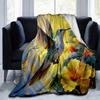 1pc Yellow Flowers & Hummingbird Themed Blanket  Cute Design for Room Decor, Soft Perfect as Birthday Gift or