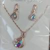 Wish Fashion Women's Blue, Green & Red Teardrop Necklace & Earrings Set