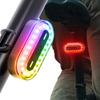 REYUNGGO LED Bicycle Tail Rechargeable Bike IPX6 7 Colors and 14 Modes and Colorful Compatible with Road Mountain and More Light, USB-C Light,