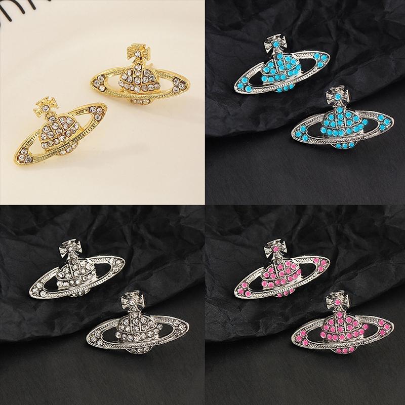 Planet Saturn Gold Silver Color Pierced Stud Earrings For Women