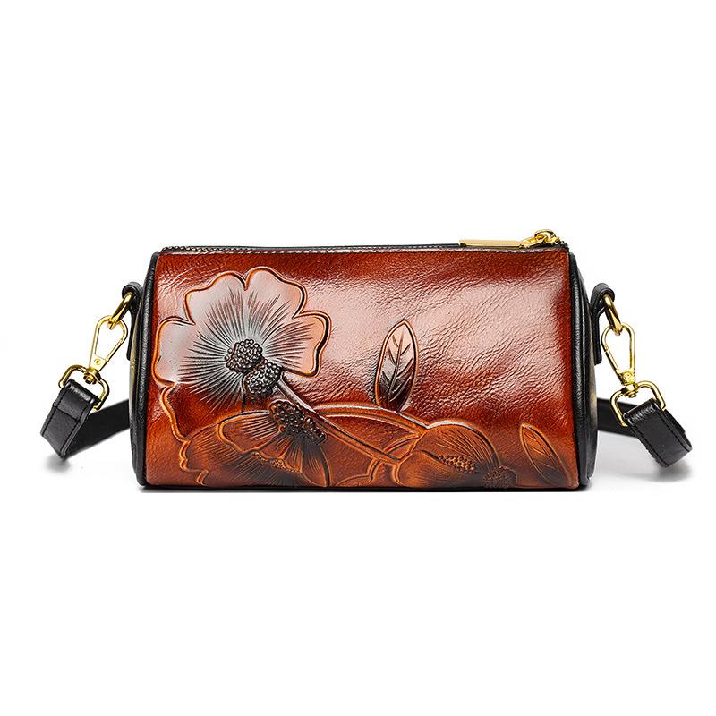 Premium Textur Etnisk Hinkväska med Stor Kapacitet - Präglad Crossbody-väska för Pendling och Vardagsbruk