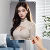 Korean Metal Wall Art, Woman Face Portrait Poster, Minimalist Decor for Home Cafe Bar, Easy Mounting
