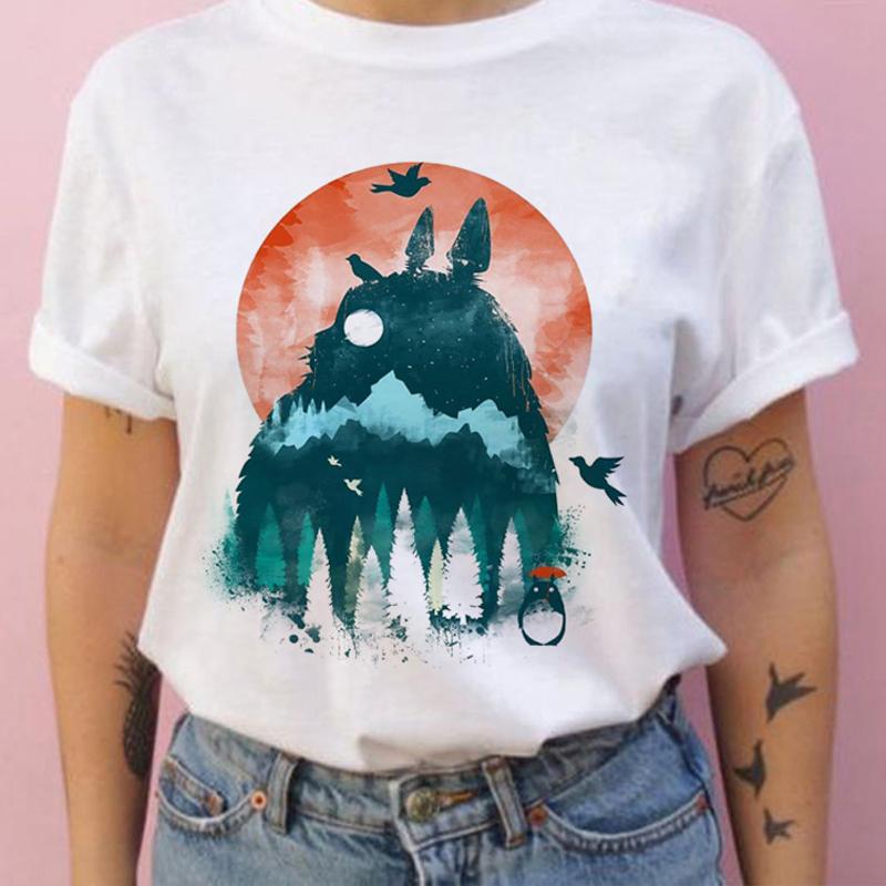 Summer 100% cotton T-shirt Studio Ghibli Totoro Harajuku style Kawaii Totoro Ghibli loose casual T-shirt women