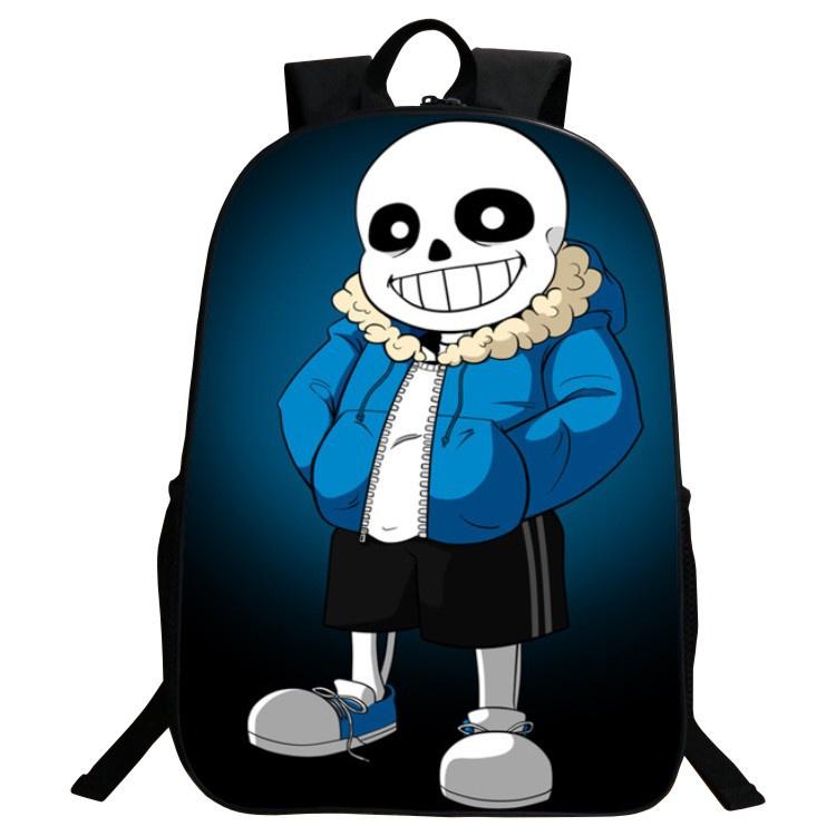 Undertale Sans 16 Inch Children Backpack With Durable Polyester Material And Adjustable Padded Shoulder Straps