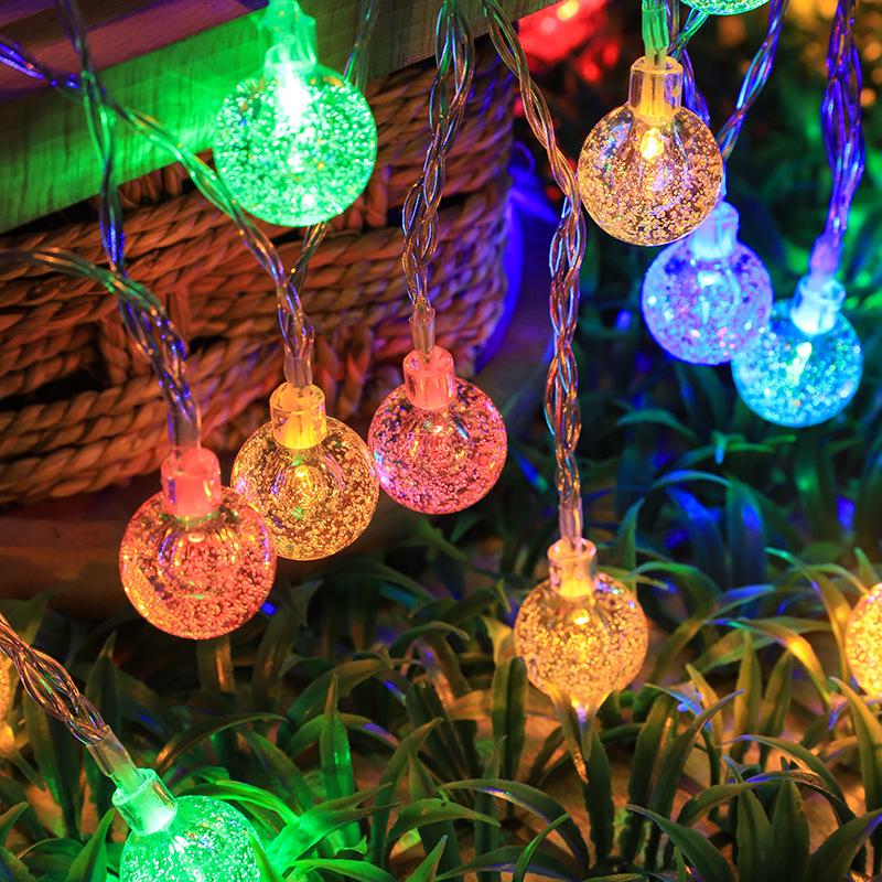 LED Bubble Ball Water Drop Colorful Outdoor String Lights, Battery/USB Powered for Camping & Festival Decorations
