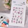 1sheet 5D Embossed Butterfly Nail Art Stickers Purple Butterflies/Floral Nail Art Decals Self-Adhesive Rose Flower Manicure Diy