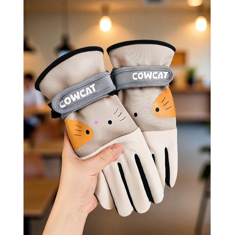 Herbst- und Winterwarme wasserdichte und rutschfeste Handschuhe niedliche Katze Samt verdickt Studentin weiblich Laufen Outdoor Reiten