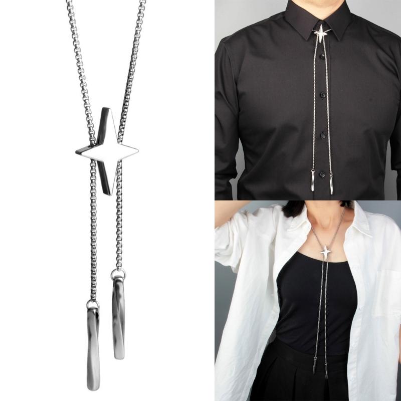 Blingbling Star Bolo Tie Pendant Necklace Clavicle Chain Gifts for Girls Present Lariat Bolo Tie Clavicle Chain