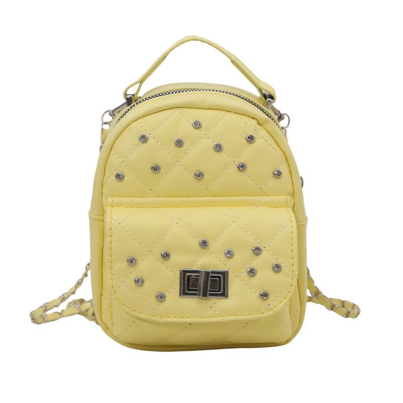 Diamondencrusted Small Backpack Women's New Trendy Fashion Versatile Chain Texture Oblique Span Bag