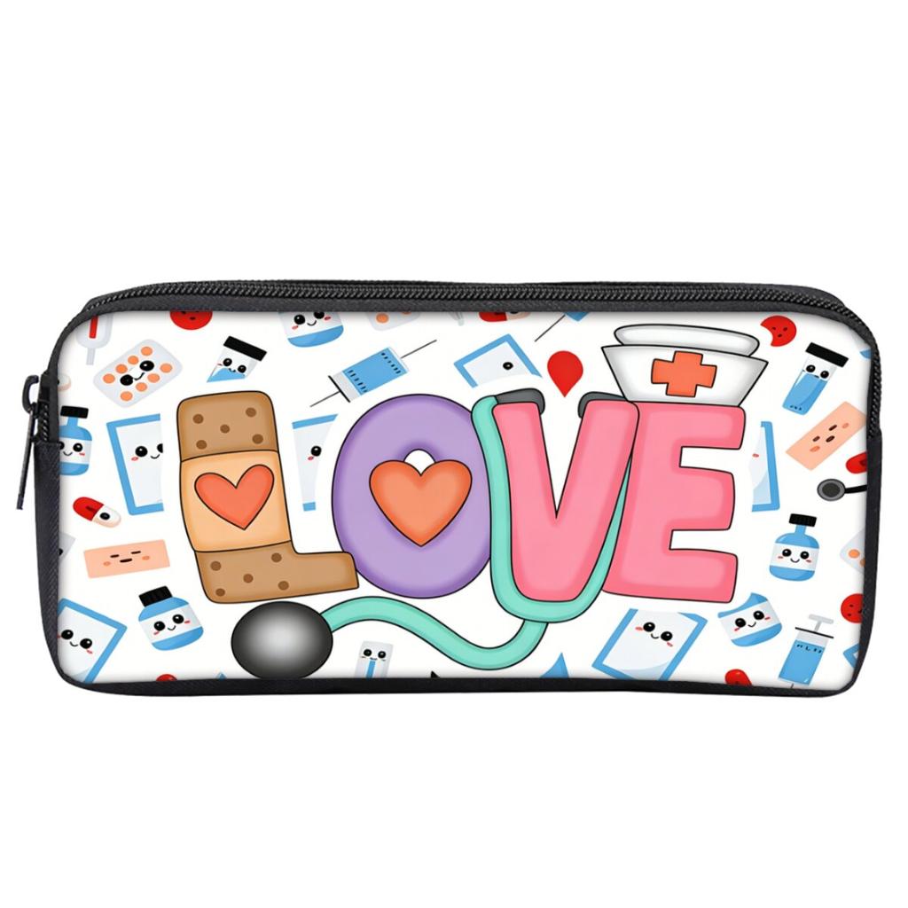 Trousse à crayons à une couche Graffiti Médical pour Garçon/Fille Meilleurs Cadeaux Cartoon Plat 2D Fournitures Scolaires Trousse à Crayons pour Enfants