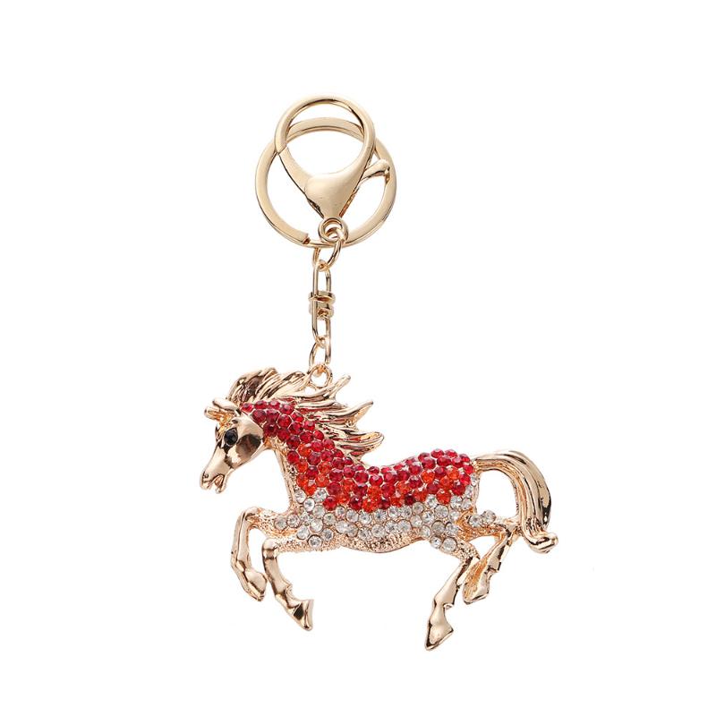 Rhinestone Horse Keychain Stylish Animal Pendant Decorative Key Ring For Women Bag Charm Hanging Lucky Gift