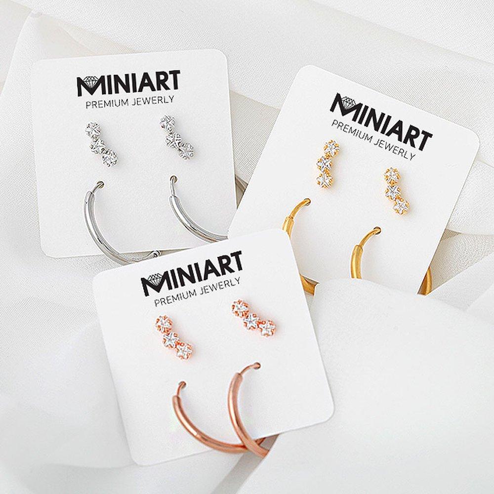 

Three-star piercing + ring piercing [sold as a pair] Silver