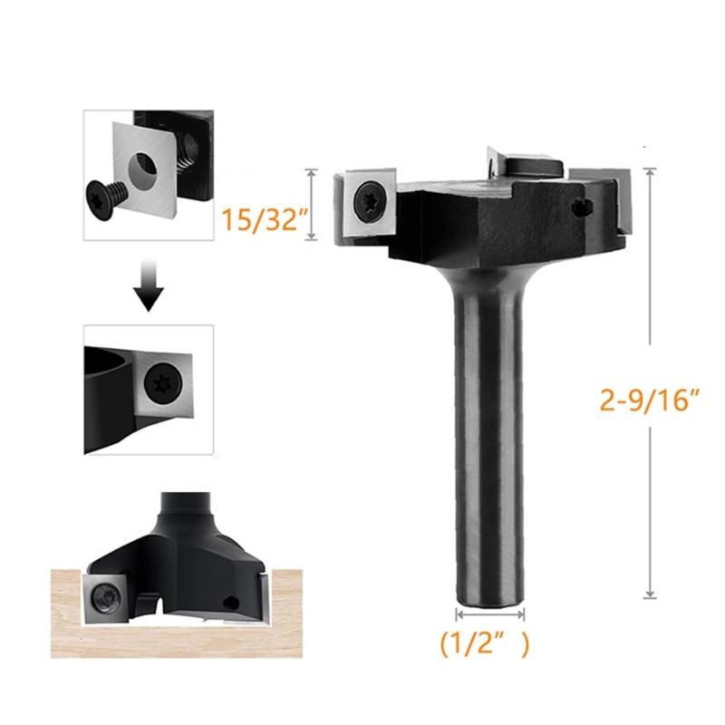 Přesný frézovací bit pro srovnávání pracovních desek s 1/2palcovým dříkem, šířka řezu 61 mm, vyměnitelná čepel pro kvalitní dřevoobrábění
