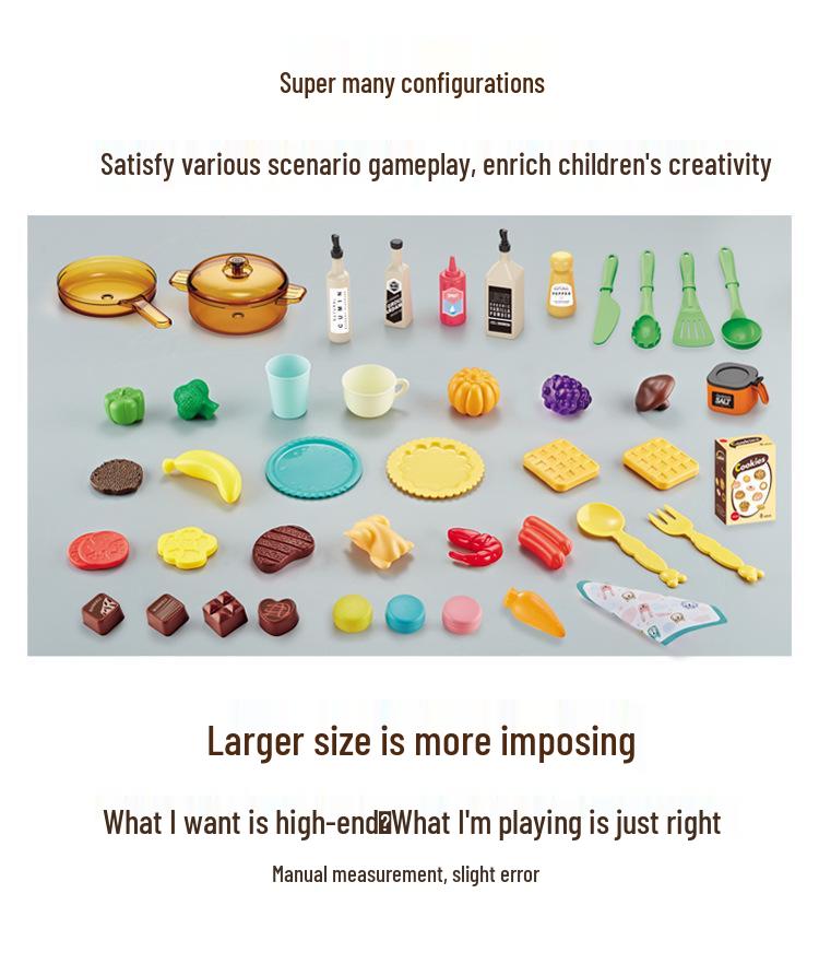 70cm Large Kids' Kitchen Counter Play Set - Cooking, Frying, Spray Simulation Stove Toy