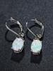 1 Pair New Arrival Popular Luxury 4-Claw Oval Artificial Opal Earrings, Fashionable Accessories For Both Men And Women