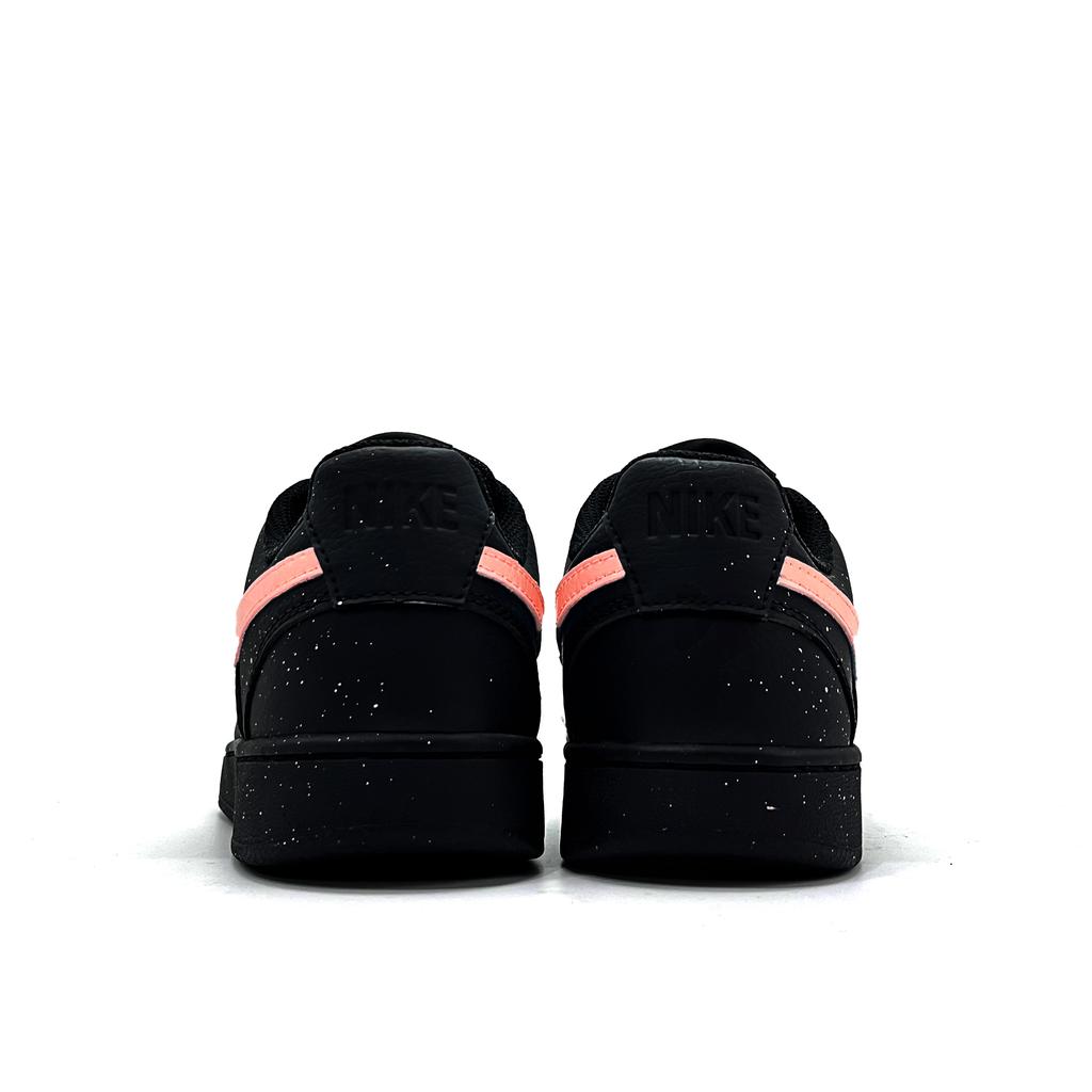Nike Court Vision Low Half Sugar Synthetic Leather Abrasion Resistant Low Top Skateboard Shoes Unisex Black Pink DH2987-002(Team1615-)