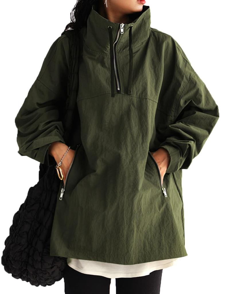 Antiqua Long Size Khaki Women's Half-Zip Top, Sleeve, WTC-0011, L, 02,