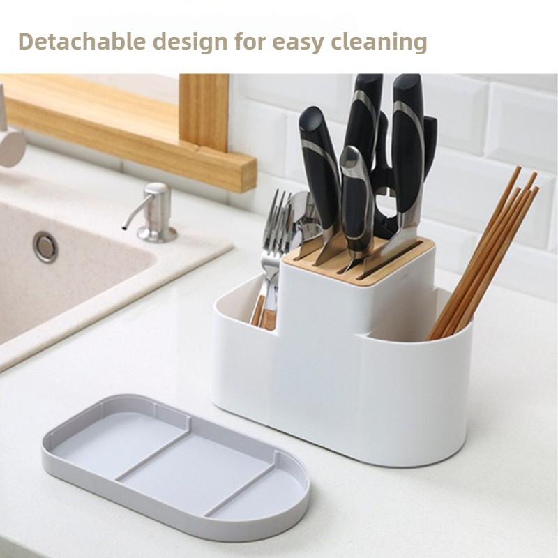 Multifunction Cutlery Drainer and Organizer Knife Holder Utensils Holder Caddy for Countertop Chopsticks Spoon Kitchen Organizer