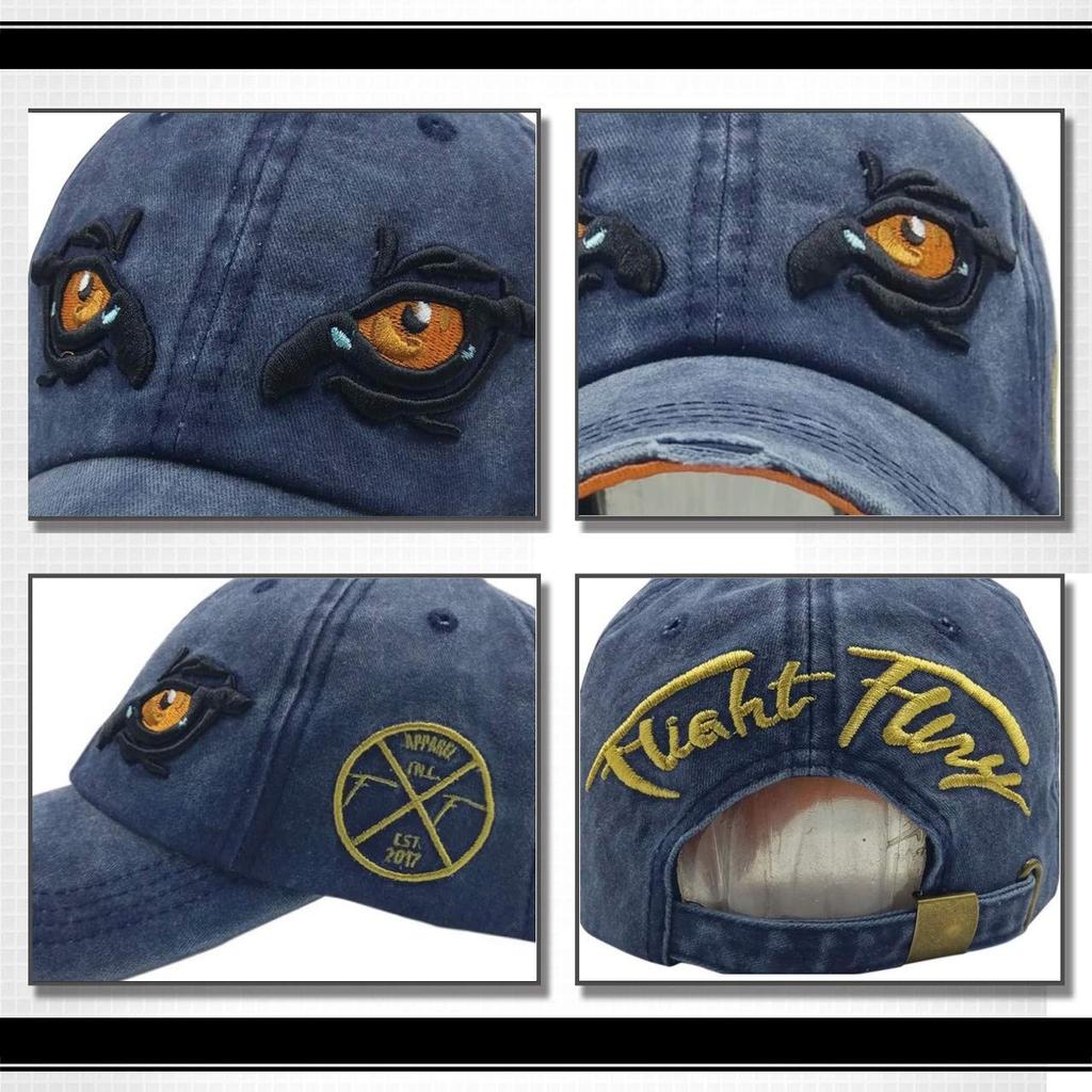 WHITE FANG Hut Vintage Distressed Kappe Einzigartige Lustige Augenklappe CA222 Herren (02 Marineblau)