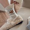 Ladies Autumn Winter Thickened Warm New Cartoon Dancing Bear Wool Drum Pile Socks