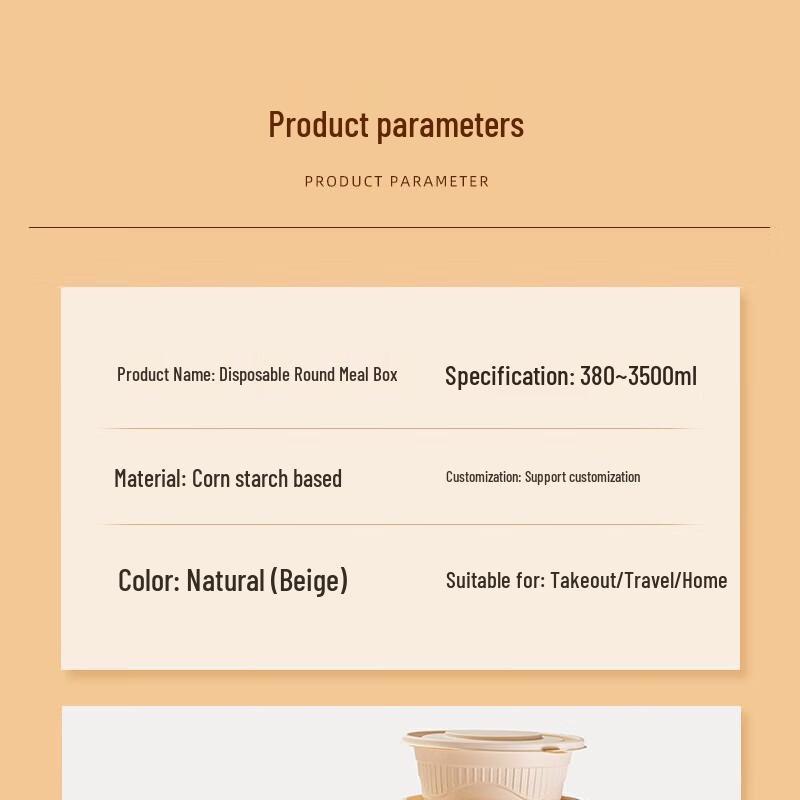 Degradable Corn Starch Disposable Food Container