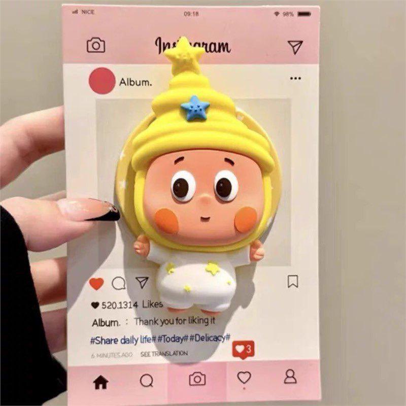 3D Silicone Cartoon Crying Star Mobile Phone Stand & Retractable Airbag Holder
