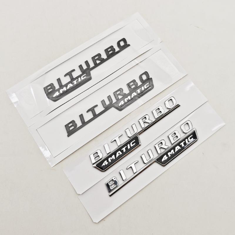 1pc 3D ABS C43 Logo Letters BITURBO 4MATIC Badge Car Rear Sticker Emblem For Mercedes Benz AMG W205 W206 Decorative Accessories
