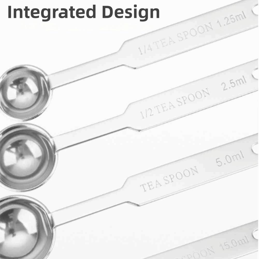 4Pcs Long Handle Measuring Cups Set Stainless Steel Coffee Sugar Scoop  Measuring Scale