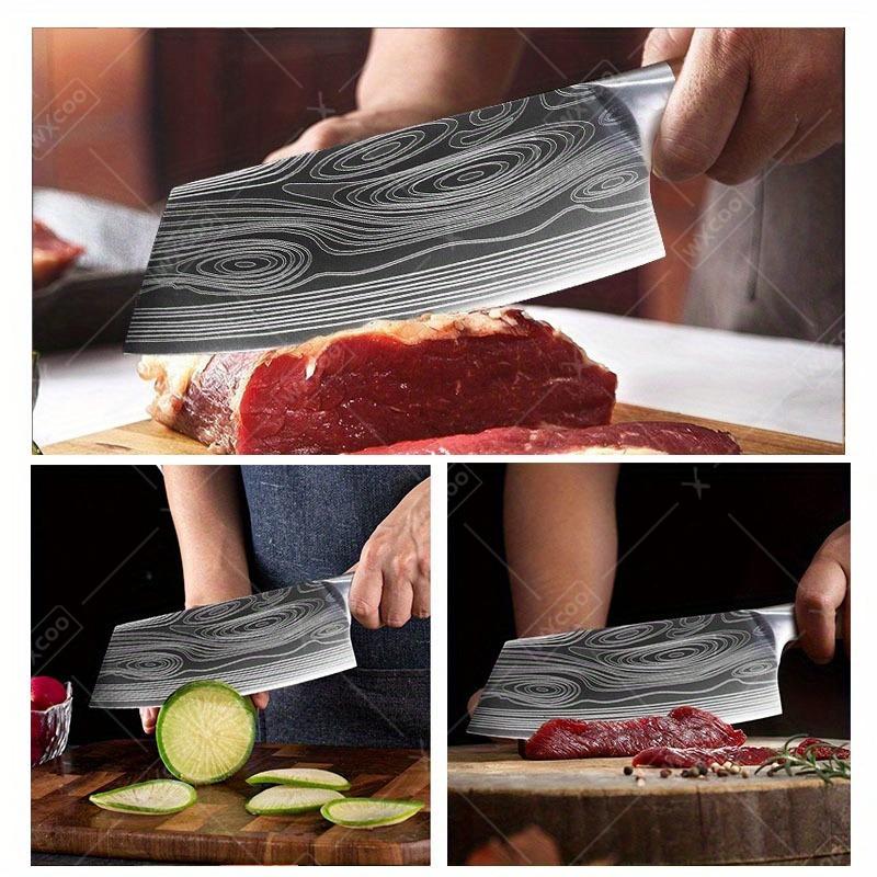 3 Pcs Professional Damascus Laser Forged Chef Knife Handmade Stainless Steel Meat Cutting Boning Butcher Knife Kitchen Tools